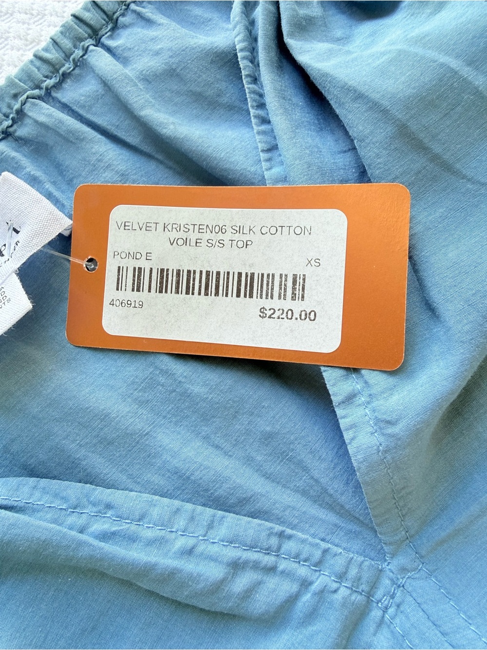 NWT Velvet Kristen Cotton Voile Top, Blue | Size XS - Picture 6 of 7